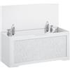 HOMCOM Baule contenitore 136 L con pannello in rattan e coperchio, 100x40x45 cm, Bianco | Aosom Italy