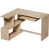 HOMCOM Scrivania angolare con ripiano tastiera e 4 vani, 120x100x76 cm, Legno | Aosom Italy