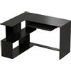 HOMCOM Scrivania angolare con ripiano tastiera e 4 vani, 120x100x76 cm Nero | Aosom Italy