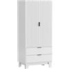 HOMCOM Armadio per camera con 2 ante soft-close, 2 cassetti e barra, 80x50x180 cm, Bianco | Aosom Italy