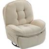 HOMCOM Poltrona relax in chenille girevole e oscillante, Bianco crema | Aosom Italy