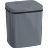 HOMCOM Cestino con Sensore 15L, Cestino Automatico con 2 Modalità di Apertura, per Ufficio e Cucina, 27,6x21,4x33,5 cm, Grigio | Aosom Italy