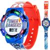 Accutime Power Rangers - Orologio per bambini, lunetta luminosa con luci rotanti, display LCD, facile da leggere, cinturino in plastica regolabile, perfetto per ragazzi e ragazze