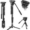 SIRUI Monopiede video con piedini, leggero e portatile, 188 cm, con testa fluida panoramica e inclinabile per fotocamere DSLR e videocamere, carico massimo 8 kg, AM-MDP02