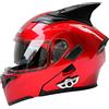 STRTG Casco Bluetooth Moto Integrato, Casco Certificato DOT Casco Modulare con Doppio Visiera Parasole Integrale Sistema di Comunicazione Interfono Integrato Radio FM Mp3 Integrato O,XL 61-62CM