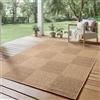 SIMPEX Tappeto Outdoor 140x200 cm Resistente alle Intemperie Facile da Pulire Effetto Juta Naturale Design a Quadri per Soggiorno Camera Terrazza Balcone Giardino