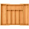 MASS DYNAMIC Portaposate espandibile in legno di bambù, con inserto per cassetti, da 5 a 7 scomparti regolabili (dimensioni: 5 x 48,5 x 37 cm)