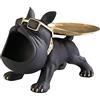 Sysdisen Bulldog francese in resina per cartoni animati, ciotola a chiave a forma di bulldog francese, bulldog francese, scatola di immagazzinaggio per cani con bocca grande