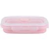 HERCHR Contenitori per alimenti pieghevoli, contenitori per il pranzo in silicone Contenitore per il pranzo per bambini e adulti(500ML-ROSA)
