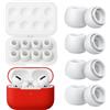 NK Confezione da 4 paia di cuscinetti di ricambio per Airpods Pro e Airpods Pro 2, cuscinetti in silicone con riduzione del rumore, custodia e custodia portatile, (XS, S, M, L) - colore bianco