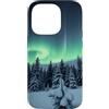 Animals Art Studio Custodia per iPhone 14 Pro Aurora boreale sopra la pineta innevata Inverno Natura