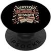 Internet browser humor sarcastic irony r Sopravvissuto a un'altra sessione di pergamena Design tipografia vintage PopSockets PopGrip Adesivo