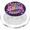 Back To School Outfits Smart Girls Shine Bright, stile retrò alla moda, con farfalle e margherite PopSockets PopGrip per MagSafe