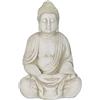 Relaxdays Buddha, Figura da Giardino, Resistente alle Intemperie, Buddha Seduto, in Poliresina, HLP 70x45x35 cm, Crema
