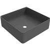 ERCOS Lavabo D'appoggio Quadrato In Ceramica, Lavabo Bagno Colore Grigio Opaco , Senza Troppopieno, Dimensioni 416x416 mm