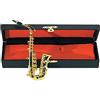 GEWA Strumento in miniatura - Sassofono contralto in Mib in ottone - Finitura lucidata dorata - Lunghezza ca. 15 cm - Strumento decorativo in astuccio - Idea regalo per amanti della musica