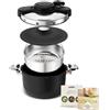 Seb Clipso Tempo 3-in-1 Pentola a pressione 6 L in acciaio inox, apertura semplice, cottura rapida e sicura, manici neri ergonomici, P4810700