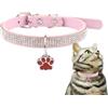 Generic Collare per gatti in pietra preziosa, collare per gatti con strass - Collare per gatti con strass - Collare per gatti con ciondolo a zampa - Collari regolabili per animali domestici