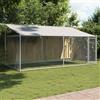 Chaduof Gabbia Cani con Tetto e Porta Grigia 4x2x2 m in Acciaio Zincato,Gabbie da Arredamento,Gabbia Cani Arredamento,Gabbia Cani da Arredamento-3209568