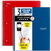 Five Star Quaderni a spirale con app per studio, confezione da 2, 3 soggetti, carta a righe universitarie, 28 x 21 cm, 150 fogli, blu e rosso (38502)