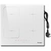 Cooksir Induction Hob 4 Zone with BS Plug and Flexible Zone, Electric Hob with White Glass Panel, Electric Induction Hob 4 Ring 2800W Built-in Induction Hob 59cm Safety Lock, Boost