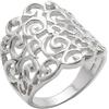 Silverly Anello da Donna in Filigrana a Spirale in Argento Sterling | Fascia Larga con Volute | Anello in Argento 925 Traforato con Motivo a Volute Ornate in Stile Barocco