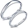 CPSLOVE Anello coppia in argento sterling 925, fedi nuziali in zircone intarsiato onda, Anelli uomo donna, misura regolabile, regalo di anniversario di matrimonio