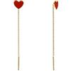 Aka Gioielli® - Orecchini Pendenti a Catenella con Cuore Rosso in Argento 925 Placcato Oro 18K, Orecchini Infilatori Saliscendi Donna e Ragazza