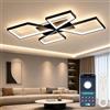 OTREN Plafoniera LED Soffitto Dimmerabile 78cm 72W con Telecomando, 3000K-6500K, Timer e Funzione Memoria, Moderno Lampadario Camera da Letto per Soggiorno Cucina Sala da Pranzo, Nero