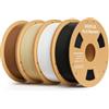 DEEPLEE Filamento PLA 1.75 mm, Pack 4 kg: Nero + Bianco + Beige + Marrone (4×1 kg), Precisione Dimensionale ±0.02 mm, Avvolgimento Anti-Intasamento per Stampanti 3D FDM