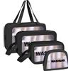 Aucuu Borse Da Toilette Trasparente, 4 Pezzi Beauty Case Trasparente, PVC Trouss