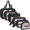 Aucuu Borse Da Toilette Trasparente, 6 Pezzi Beauty Case Trasparente, PVC Trouss