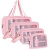 Aucuu Borse Da Toilette Trasparente, 4 Pezzi Beauty Case Trasparente, PVC Trouss