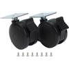 Whychstore Set di ruote di ricambio per griglie Weber Spirit serie 200/300, adatto per modelli E-210/E-215/E-310/E-315/E-320/E-330/EX-315, include 2 ruote nere da 7,4 cm con piastre di montaggio e
