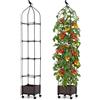 COSTWAY Obelisco per Piante Rampicanti, Fioriera con Traliccio, Auto-irrigazione, Altezza Regolabile in 4 Livelli e Ruote con Freno, Letto Rialzato da Giardino con Grigliato