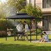 UISEBRT Gazebo per barbecue con tenda laterale estensibile, supporto per barbecue con 2 ripiani, gancio e apribottiglie, doppio tetto resistente alle intemperie per ventilazione e scarico del fumo