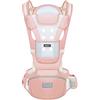 SONARIN Marsupio Neonati Traspirante con Sedile per Bambini da 0-36 Mesi, Puro Cotone Portantina Ergonomico per Bebè, Multiposizione, Dimensioni Regolabili, Fino a 30 KG(Rosa)