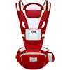 SONARIN Marsupio Neonati Traspirante con Sedile per Bambini da 0-36 Mesi, Puro Cotone Portantina Ergonomico per Bebè, Multiposizione, Dimensioni Regolabili, Fino a 30 KG(Rosso)