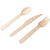 PIQIUQIU 150 Pezzi Posate USA e Getta di Legno, Set Posate Monouso(50 Forchette, 50 Cucchiai, 50 Coltelli)