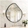 HLFMVWE Specchio da parete irregolare nero per bagno, cornice in lega di alluminio, specchi decorativi asimmetrici, in metallo spazzolato, per soggiorno, camera da letto, casa, grande, 48 x 50 cm