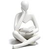 HERCHR Pensatore Scultura in Resina, Statuetta da Donna in Resina Che Legge, Statuette da scrivania per libreria, per Soggiorno, Camera da Letto, Ufficio(Bianco)