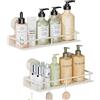 Wisfame 2 Pezzi Ventosa Mensola Doccia, Bianco, Mensole Bagno Senza Foratura, Portata 10 kg, Portaoggetti Doccia con 5 Ganci Rimovibili, Impermeabile e Antiruggine, Organizer Bagno