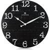Lafocuse Orologio da Parete Legno Silenzioso Vintage, Rustico Retro Orologio Nero, Classico Decorativo senza Ticchettio per Soggiorno Camera da Letto Cucina Ufficio 30cm