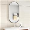 Erfu Specchio da bagno ovale 50 x 100 cm di lusso - Riscaldamento anti-appannamento, illuminazione a LED dimmerabile, temperatura colore regolabile, tocco (nero opaco)