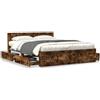 Festnight Letto 160x200 con Cassetti, Struttura Letto con Cassetti, Letto Contenitore 160x200, Giroletto Matrimoniale, Letto Singolo, in Legno Multistrato Rovere Fumo 160x200 cm
