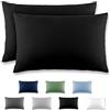 REDKEY Coppia di Federe 40 x 70 cm, Set di 2 Tessuti per Cuscino Letto, con Coperchio Ribaltabile (senza Cerniera), 100% Microfibra è morbida e traspirante，Nero