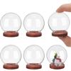 NBEADS 6 pz Mini Cupola di Vetro Rotonda, Copertura A Cupola In Vetro Trasparente con Base In Legno Campana per Centrotavola Piante, Rocce, Esemplari, Decorazioni, Artigianato, Diametro: 4cm FireBrick