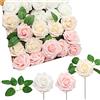 Hossom 25 Pezzi Rose Artificiali Fiori Artificiali Rose Rosa Artificiali con Foglia e Gambo Regolabile, Rose Finte per DIY Matrimoni Mazzi Nuziale Festa Casa Stanza Decorazioni (Colore Misto)