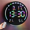 Ysislybin Orologio Digitale da Parete, Orologio da Muro con 26cm LED Grande Display 10 Colori RGB, Doppi Allarmi,10 Livelli di Luminosità, Auto DST,Timer per Soggiorno/Aula/Palestra