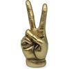 FeinKnick Segno di vittoria d'oro per la decorazione - scultura moderna in oro - mano d'oro in marmo resina 20cm per scrivania soggiorno & ufficio - design deco dito placcato oro come simbolo di pace